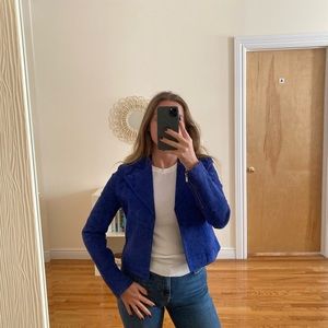 Blue leather jacket - MANGO